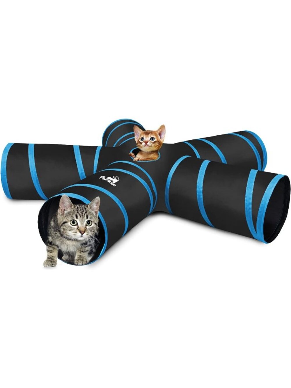 Interactive 5-Way Cat Tunnel Tube - Collapsible Play Tent with Balls & Bells
